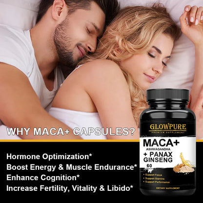 Organic Male Enhancing Supplement with Black Maca Stamina & Energy, Men'S Muscle Enlargement