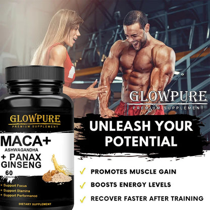 Organic Male Enhancing Supplement with Black Maca Stamina & Energy, Men'S Muscle Enlargement